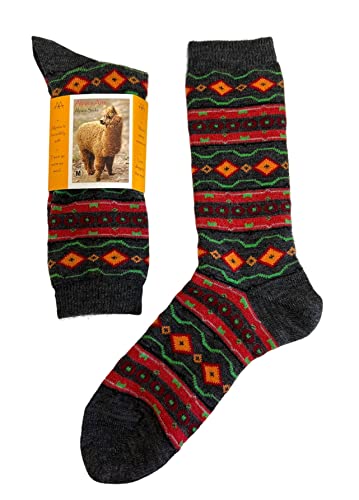 Alpaca Wool Designer Socks are Cozy, Warm & Colorful - Hi Lo Stripe Charcoal M2