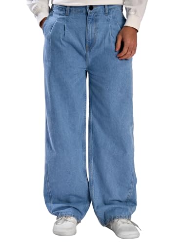 Bene Kleed Men's Solid Cotton Jeans | Classic Style | Full Sleeves | Baggy | (BOMDT905Z-666D_Blue_34)
