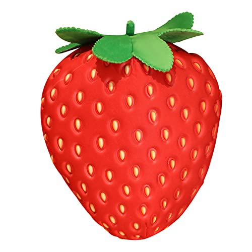 IMIKEYA Coussin Peluche Fraise Géant 40 Cm – Oreiller Décoratif Fruit Rouge Mignon, Cadeau Adorable Pour Canapé, Chambre, Enfant