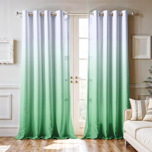 Image of Ultimate Trends Room Darkening Ombre Curtain | Polyester Gradient | Room Doors and Window| 8 FEET Pack of 1,Glacier Mint