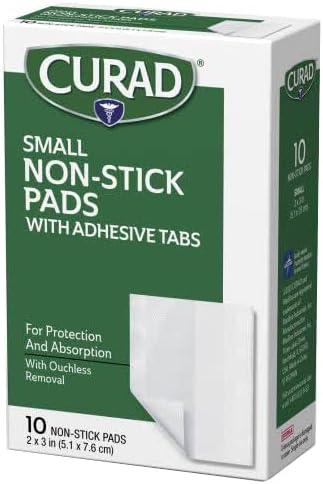 Curad Non-Stick Pads, 2 Inches X 3 Inches with Adhesive Tabs, 10 Count (Pack of 12)