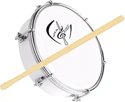 Tamborim 6 Pol. Abs Pele Leitosa C/Baqueta Madeira e Chave de Afinação - Web Music Shop (Branco)