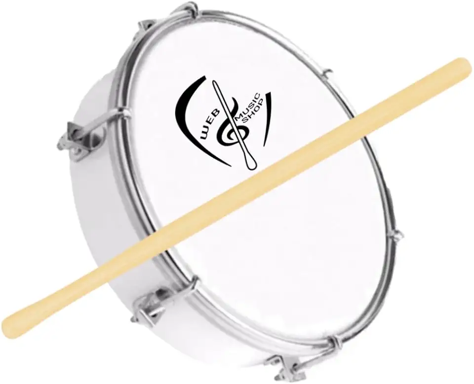 Tamborim 6 Pol. Abs Pele Leitosa C/Baqueta Madeira e Chave de Afinação - Web Music Shop (Branco)