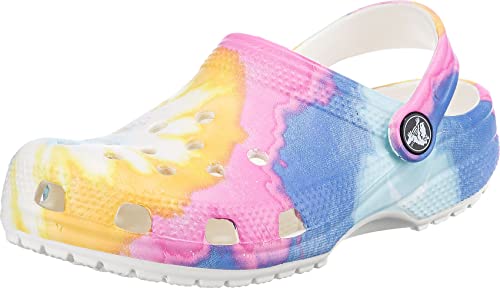 Crocs unisex child Classic Tie Dye Clog, White/Multi, 5 Big Kid