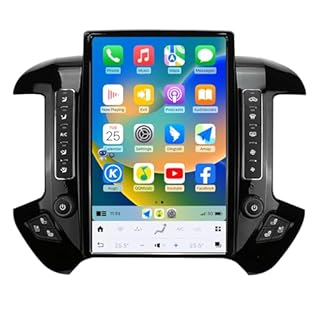 Qualcomm Android Car Radio for Chevrolet Silverado GMC Sierra 2014-2019 Stereo Replacement Head Unit 14.4 Inch 2K IPS Touch Screen Tesla Style Carplay Android Auto GPS Navigation OEM 8 Inch (Black)