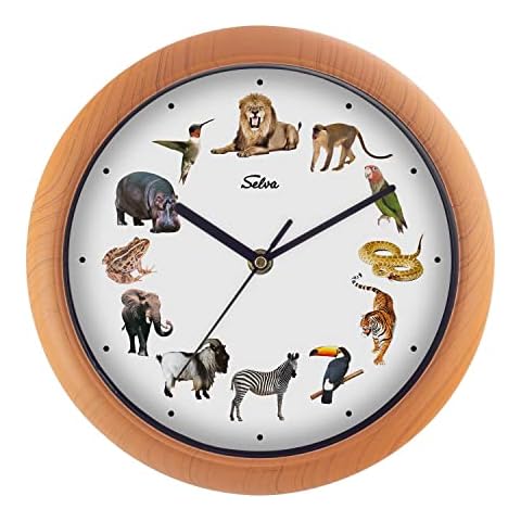 SELVA Reloj de pared con sonidos de animales e ilustraciones coloridas Cover