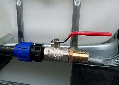 IBC Verbindungssets, IBC Adapter Verbindungsset für 2 IBC Tanks Nebeneinander/Regentanks inkl. 3/4 Schwananhals Garten Wasserhahn Auslass Schlauchverschraubung Regentonnenschlauch