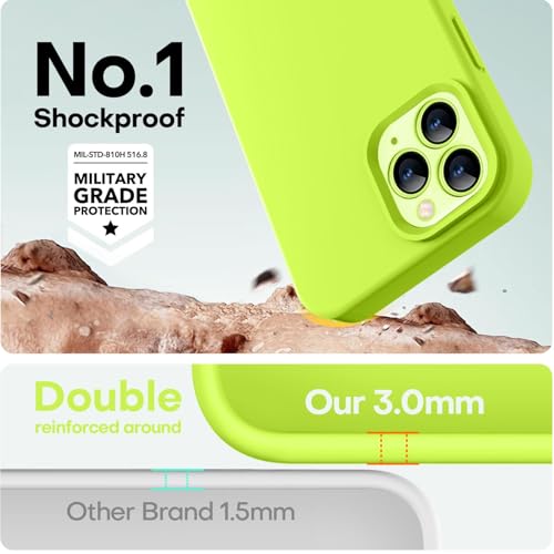 Image of LOVE 3000 Compatible with iPhone 12 Pro Max Phone Case | Thickening 2.1 MM Liquid Silicone | Anti-Scratch Microfiber Lining | Full-Body Duty Heavy Protection Case for Men, Fluorescent Green