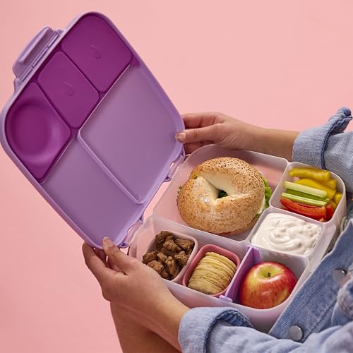 Image of b.box Lunch Box for Big Eaters All Ages - 8.5 Cup Leak Proof Bento Box with 4 Compartments, School Lunch Container with Ice Pack, Dishwasher Safe, BPA-Free, PFAS-Free - Sugar Plum