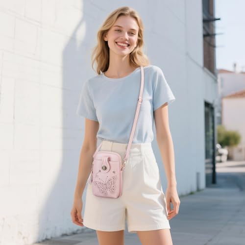Image of KITEVIUN Small Crossbody Bags for Women, Lightweight Mini Cute Cell Phone Purse for Women with Tassel Shining Butterfly