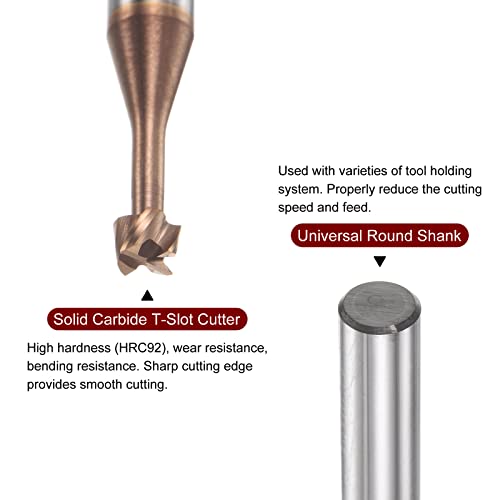 Harfington T Slot End Mill Milling Cutter 3Mm Cutting 2Mm Depth 4Mm Shank Solid Carbide Titanium Coated 4 Flutes For Stainless Steel Alloy #TOP3