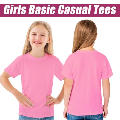 Girls Short Sleeve T Shirts Soft Cotton Summer Tops Kids Casual Crewneck Basic Tees Shirts Blouse Clothes for Girls, 5-14Y3