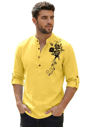 Image of Zombom Men's Cotton Polyester Blend Mandarin Collar Self One Design Printed Full Sleeve Regular Fit Casual Short Kurta