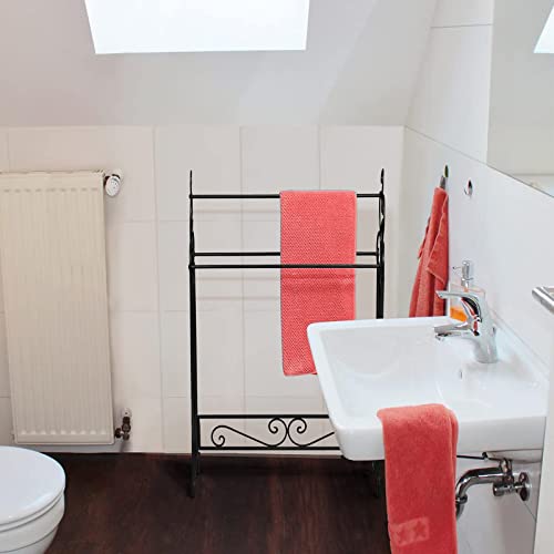Free Standing Towel Rack 3 Bar Metal Towel Rack Stand Organizer For Bathroom,Bedroom,Laundry Room,Kitchen,Pool, Retro Black #TOP5