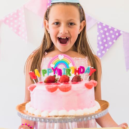 Mozeat Lens 573649_1_R3KCSX6L Rainbow Cake Topper, Cute Colorful Cloud And Heart Rainbow Cake Decoration Natural Sky Theme Party Decorations Soft Pottery Cake Decoration Supplies thumb #2