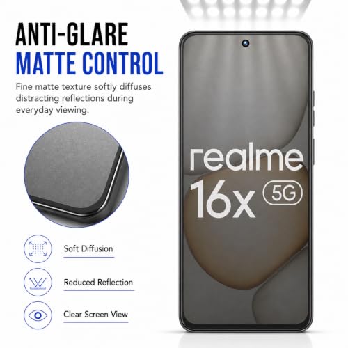 Image of FIRST MART Military-Grade Matte Tempered Glass for Realme 16x (6.82 Inch) With Installation Kit | Edge to Edge Coverage |Anti-Glare, Bubble-Free [2 Pack]