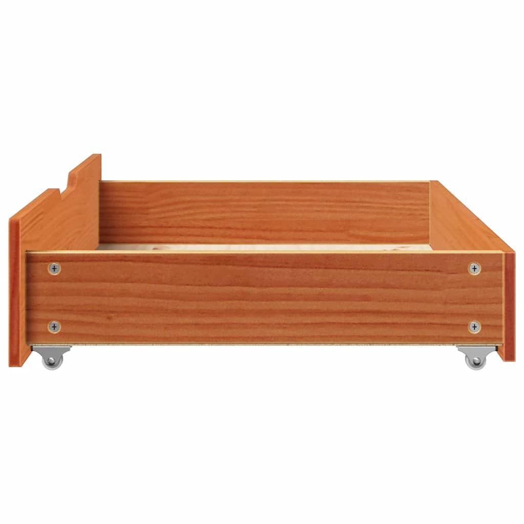 vidaXL Cassettoni per Letto 2pz Marrone Cera 80x55x17 cm Legno di Pino, cassetto sotto Il Letto, Contenitore sotto Il Letto, Contenitore sotto Il Letto con Ruote