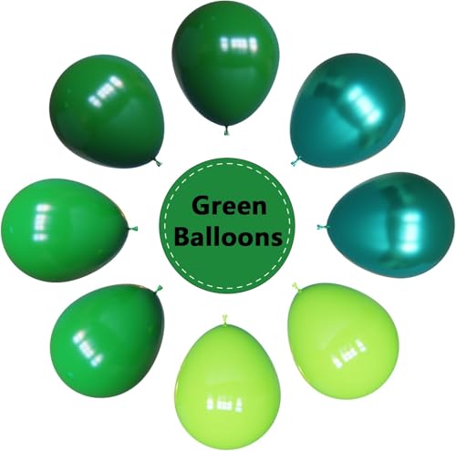 Image of YMSZ Green Balloons, 67pcs 12 Inch Metallic Green Dark Green Lime Green Latex Balloons for St. Patrick's Day, Baby Shower, Jungle Safari Birthday Party Decorations