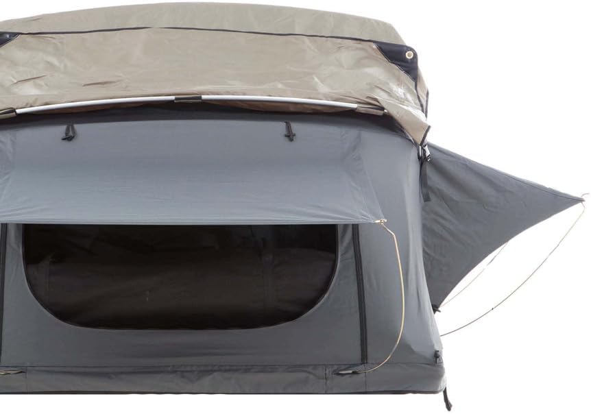 Rear window with awning and guy-out points on the Nomadic 3 Extended