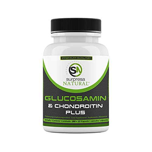 Surpresa Natural® Glucosamina y Condroitina PLUS dosis alta de 2700mg diarios, suministro para 2 meses Probado en laboratorio, 195 cápsulas