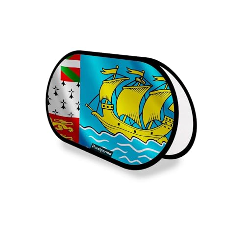 Drapeau publicitaire Ovale Saint-Pierre-et-Miquelon en polyester 70x120cm pour mât extérieur