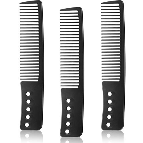 3 Pieces Flat Top Comb Black Carbon Clipper Comb Hair Cutting Comb Barber Comb Anti-Static Heat Resistant Comb for Clipper-cuts and Flattops