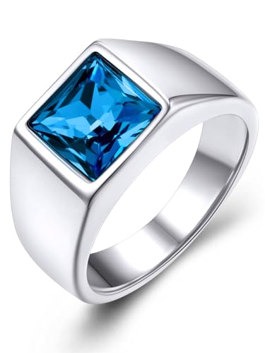 KeyStyle Gemstone Onyx Blue Topaz Ring