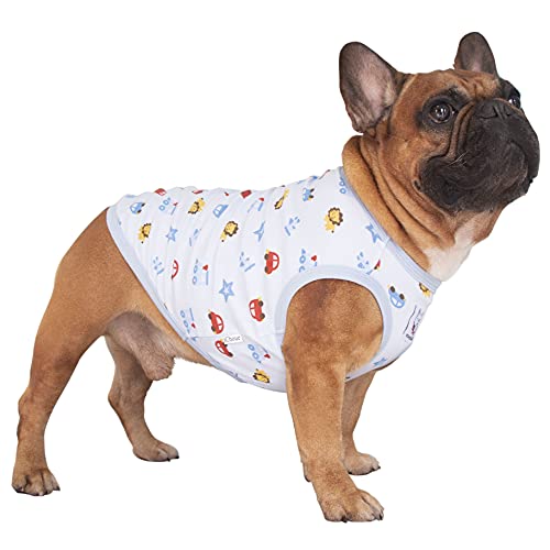 Ichoue French Bulldog Cartoon T Shirts Cute Clothes For Medium Dogs Vest Tank Tops Large Frenchie Pug English Boston Terrier Pitbull Car - L #TOP3