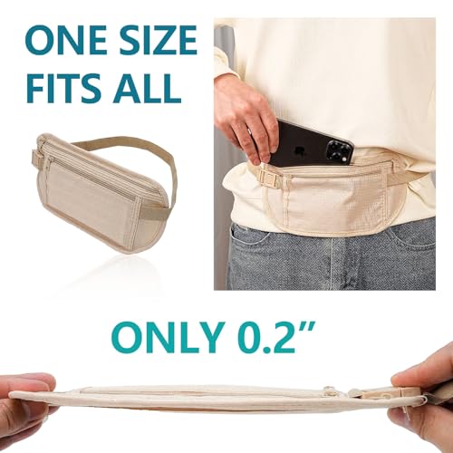 Image of 2 pcs Travel Money Belt, Waist Wallet, Hidden Pouch for Passport, Phone, Keys, Credit Cards, Ideal for Women, Men, Travel, Daily Use, Outdoor, Gym, Running, Biking, Shopping (2 colors)