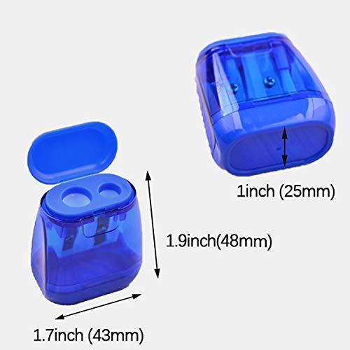 4Pcs Manual Pencil Sharpener,Double Holes Colored Prism Pencil Sharpeners With Lid For Kids,Suitable For School,Office,Home #TOP4