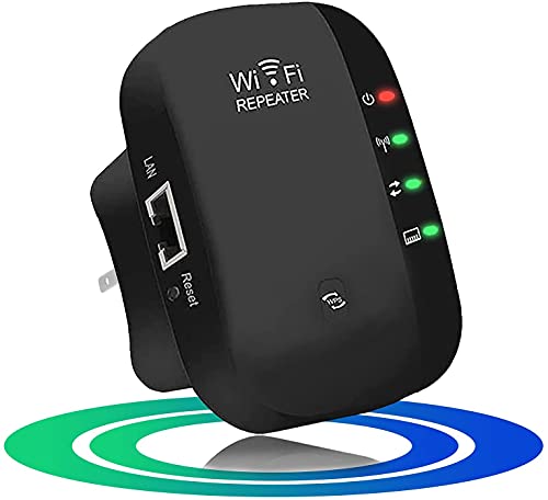 WiFi Range Extender, Up to 2640sq.ft WiFi Extender, 2.4G High Speed Wireless WiFi Repeater with Integrated Antennas Ethernet Port, 360Â° Full WiFi Coverage, Supports Repeater/AP/WPS (Black1)