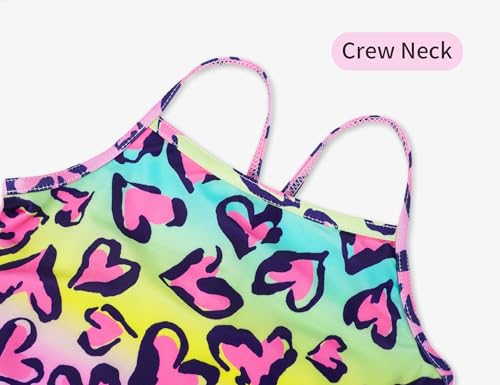 Image of Girls Bathing Suits Colorful Swimsuits with UPF 50 + Sun Protection Sleeveless Toddler Kids One Piece Swimwear