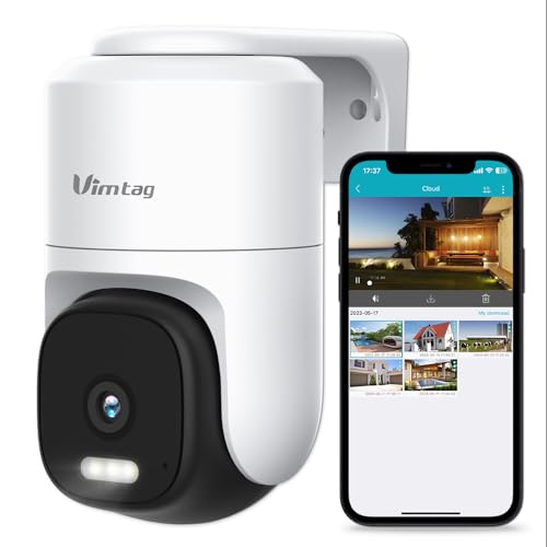 VIMTAG Security Camera, 2.5K/4MP Security Camera Outdoor with WiFi/Pan/Tilt/Spotlight/Night Vision/2-Way Audio/Speakerphone App/IP/Human/Sound/Motion Detection for Home Security