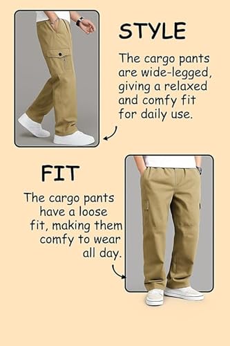 Image of Cargo for Men || Cotton Cargo Pant || Drawstring Waist Pant (Also Available in Plus Sizes) (W-Cargo-117-120)
