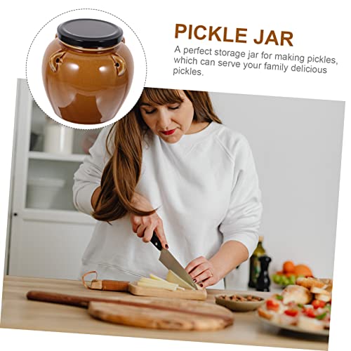 UPKOCH 1 Peça Jarra De Cerâmica Kimchi Potes De Fermentação De Cerâmica Terrário De Vidro Com Tampa