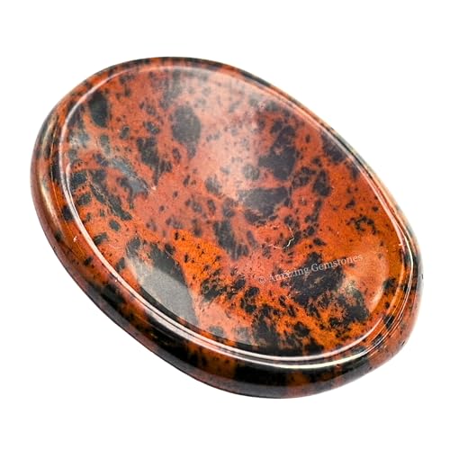 Image of Amazing Gemstone Mahogany Obsidian Worry Stone Crystals and Healing Stones - Worry Stones for Stress Relief Gifts - Piedra Crystal Fidget for Meditation - Unique Stocking Stuffers Gifts for Women, Men