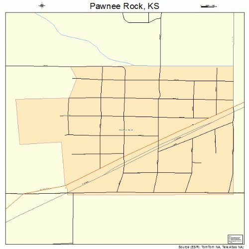 Large Street & Road Map of Pawnee Rock, Kansas KS Printed poster size