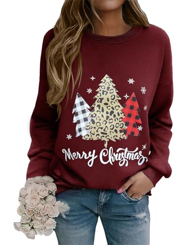Lonya Weihnachts Sweatshirt Damen Weihnachtspullover Lustiges Xmas...