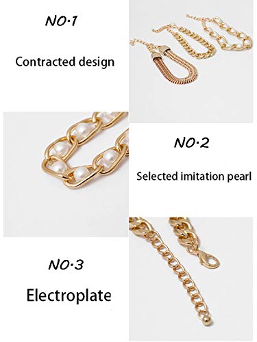 Bohend Moda Layered Bracciali Oro Perla Regolabile Mano Catena a più strati Metallico Braccialetto Gioielleria per donne e ragazze