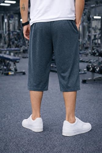 Image of Mack Jonney Men's Sports Capri Pants | Lightweight Polyester Workout 3 /4 Pants with Elastic Waist for Gym, Running & Training-M8356