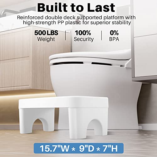 Brippo Squatting Toilet Stool For Adults, 7 Inch Height Non-Slip Bathroom Pooping Step Potty Stool, Healthy Stable Plastic Toilet Assistance Step With Comfort #TOP4