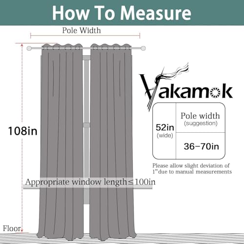 Yakamok Lilac Room Darkening Thermal Insulated with Grommet Blackout Curtains for Bedroom, 52Wx108L inch,2 Panels