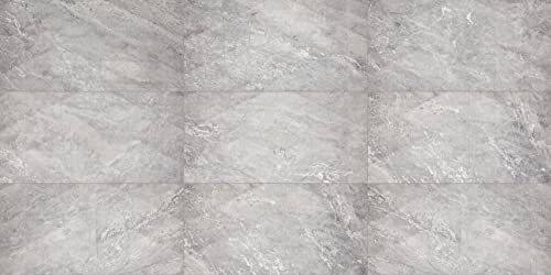 Daltile Perpetuo 12" x 24" Marble Look Ceramic Multi-Geometric Wall Tile in Satin Eternal Grey for Kitchen Backsplashes, Living Room or Bathroom Walls | (8 PC Per Carton) (15.52 SQFT Per Carton)