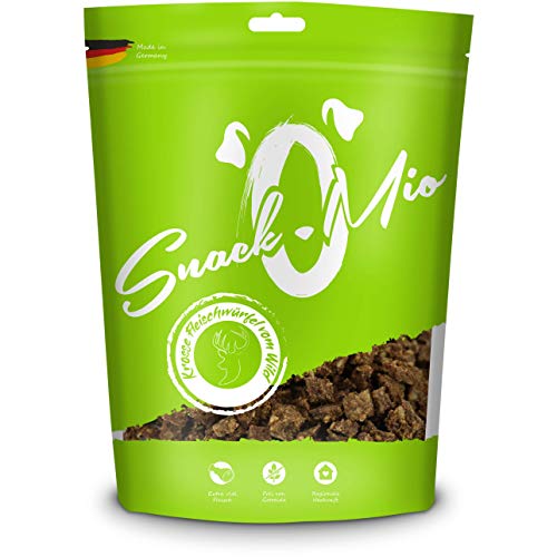 SnackOMio, Snack di qualità Superiore per Cani, croccanti cubetti di selvaggina, Senza Cereali, 1 Confezione da 125 g