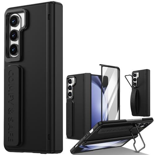 Coque Galaxy Z Fold 5 avec dragonne intégrée et protection charnière noire