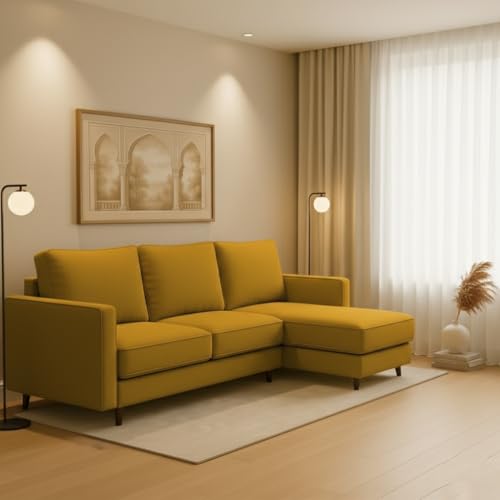 Image of The MM Furniture store Premium Fabric Sofa - Dirty Gold (4 Seater - RHS)