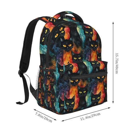 Halloween Black Cats (2) Lightweight Backpack Travel Casual Bags for Women or Men 15.7 Inches2