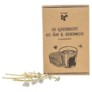 beegut 100 nachhaltige Kerzendochte aus nachwachsendem Hanf & natürlichem Bienenwachs, ohne Paraffin, Kerzendocht 10cm…