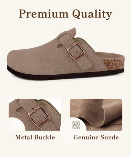Image of ODOLY Genuine Suede Clogs for Women Men Comfort Cork Footbed Potato Shoes