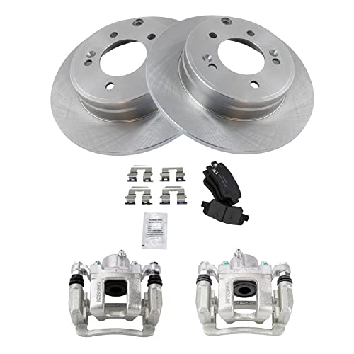 Image of TRQ Rear Brake Pad and Rotor Set Ceramic Solid Rotors Calipers